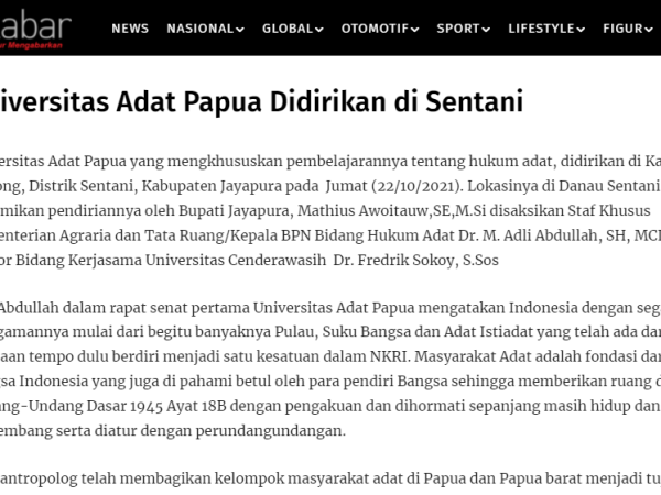 Universitas Adat Papua Didirikan di&nbsp;Sentani